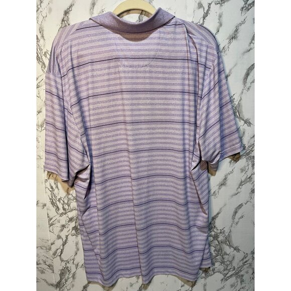 Roundtree & Yorke Men's Performance Polo Shirt XL Purple Striped 92% Polyester - Picture 2 of 5